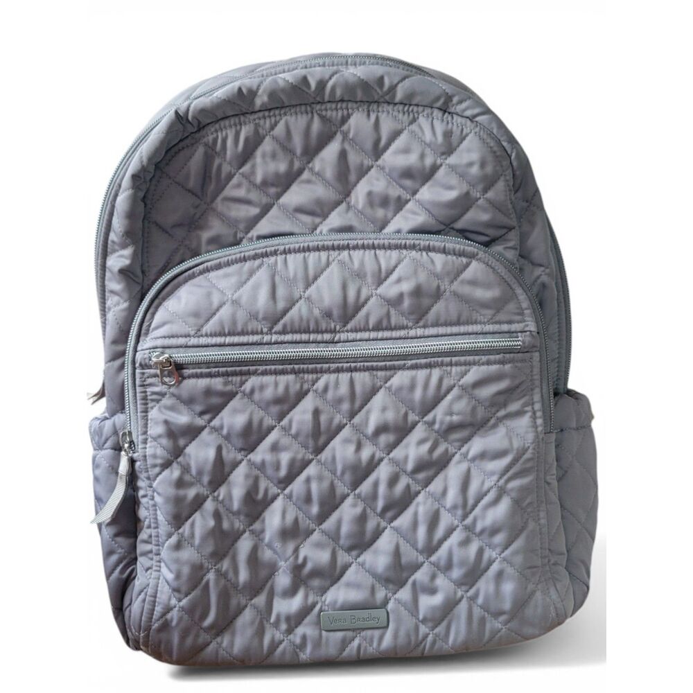 Vera Bradley Quilted Nylon Campus Backpack Floral Interior Gray Travel School